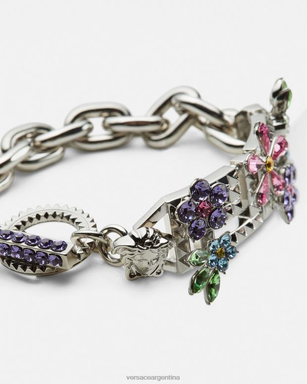mujer Versace plata pulsera de flores de cristal accesorios 4F604851