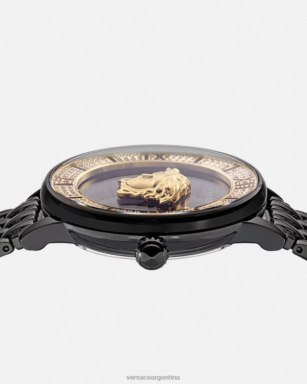 mujer Versace negro reloj la medusa con diamantes accesorios 4F604973