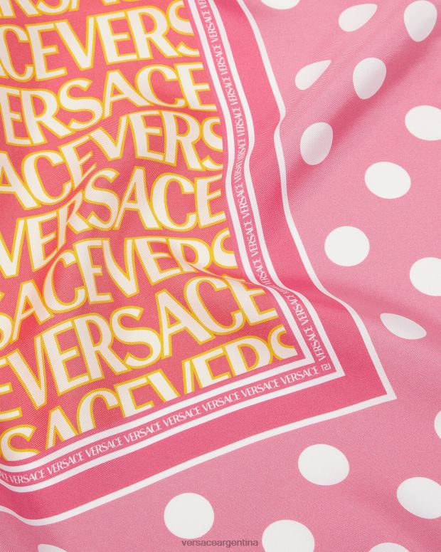 mujer Versace rosa y blanco fular de seda integral accesorios 4F604885