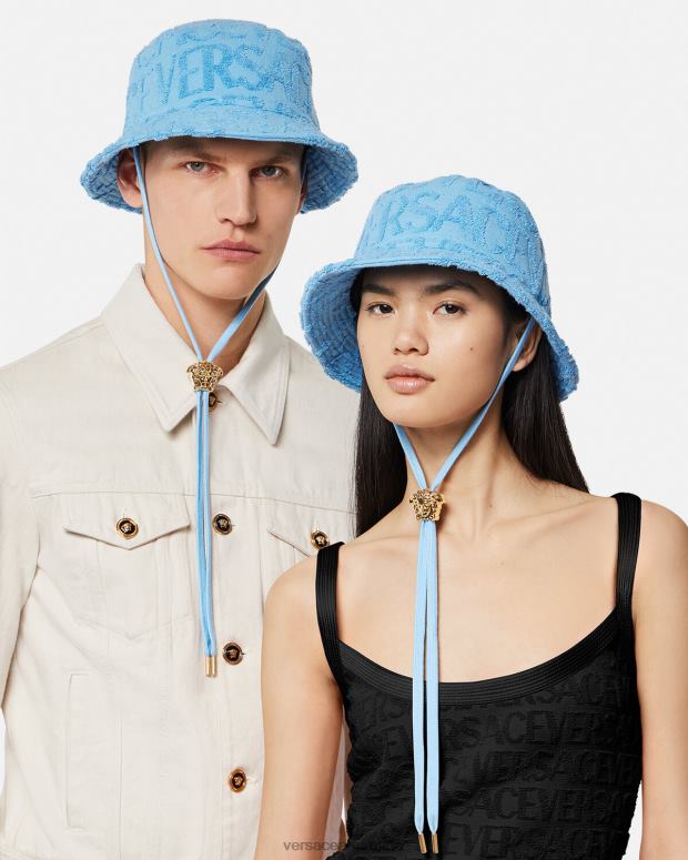 mujer Versace azul claro sombrero tipo pescador de toalla accesorios 4F604858
