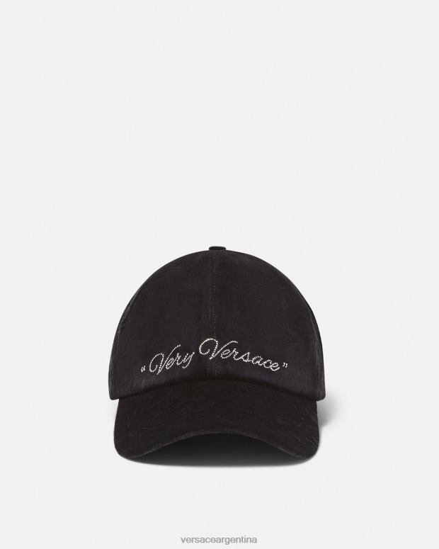 mujer Versace negro gorra de béisbol de terciopelo accesorios 4F604911