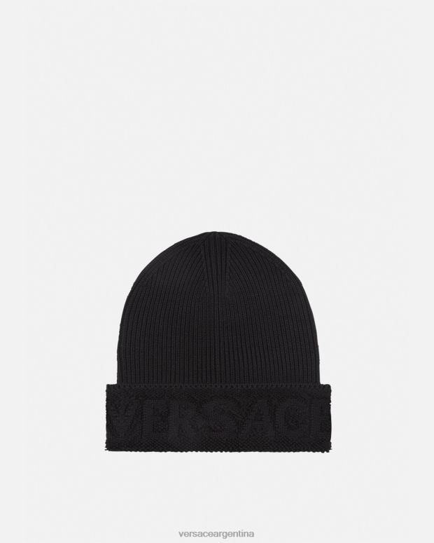 mujer Versace negro gorro de punto con logo accesorios 4F604906