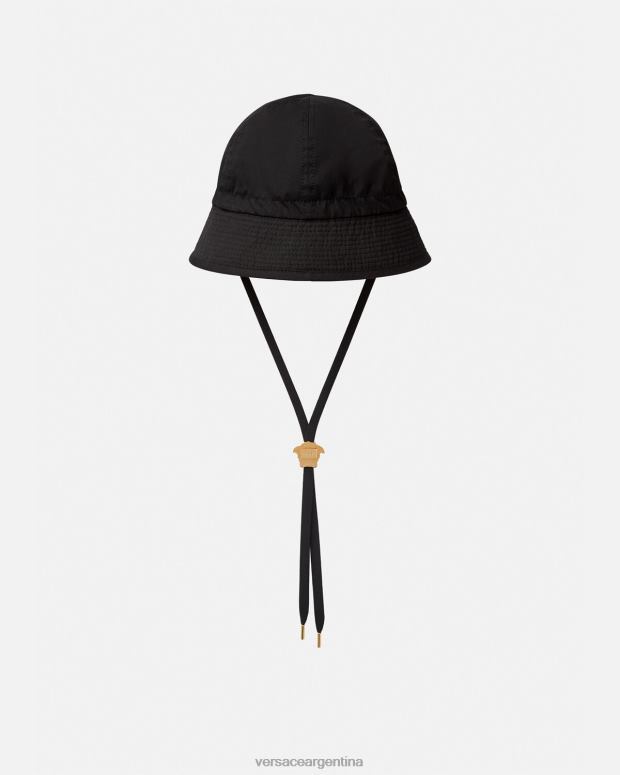 mujer Versace negro sombrero de pescador con medusa accesorios 4F6041700