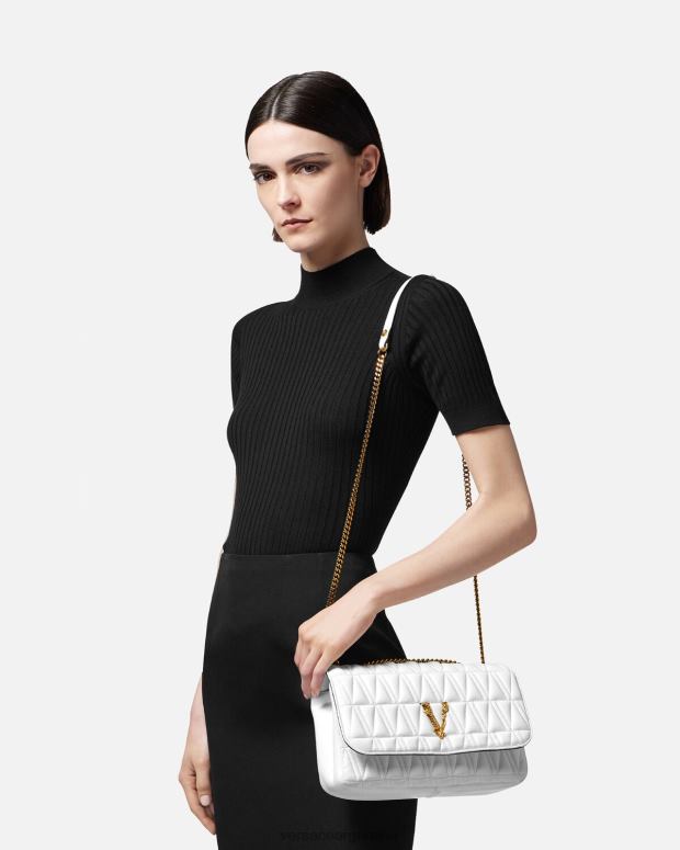 mujer Versace blanco bolso de hombro virtus bolsas 4F604366