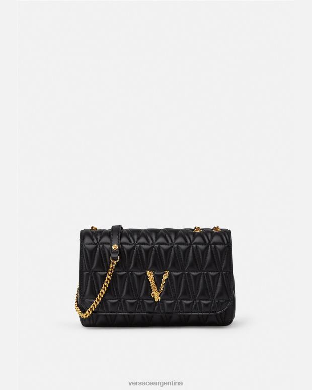 mujer Versace negro bolso de hombro virtus bolsas 4F604365