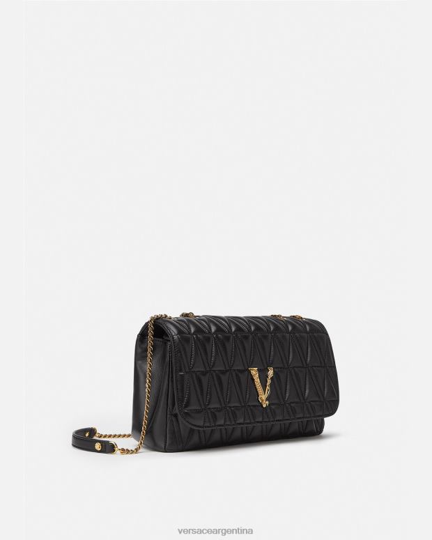 mujer Versace negro bolso de hombro virtus bolsas 4F604365
