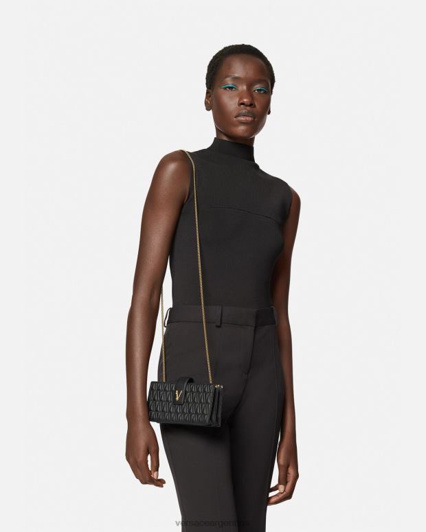 mujer Versace negro embrague virtuoso bolsas 4F604374