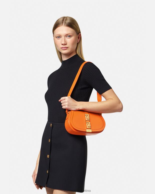 mujer Versace naranja bolso de hombro con greca diosa bolsas 4F604250