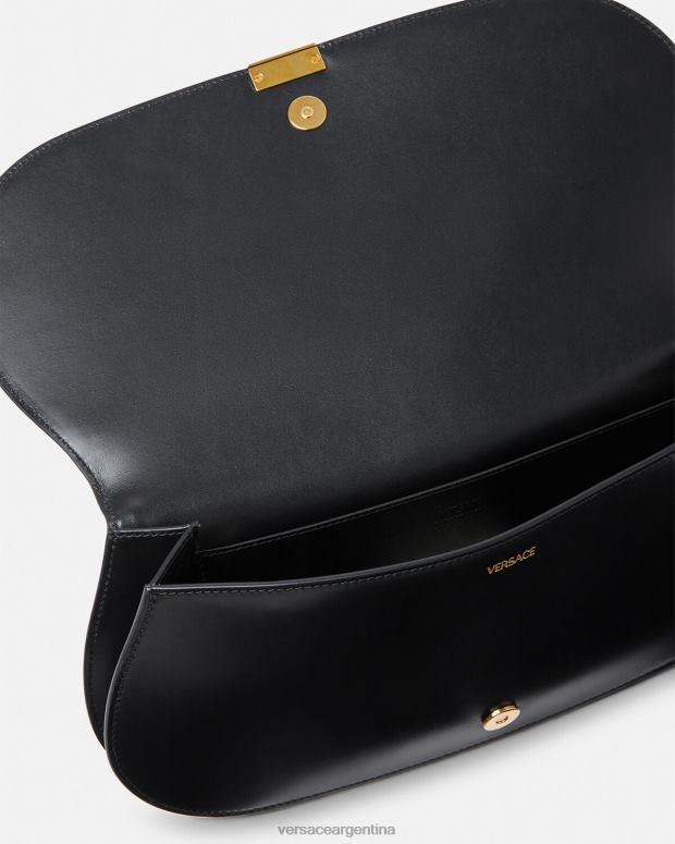 mujer Versace negro bolso de mano con greca diosa bolsas 4F604261