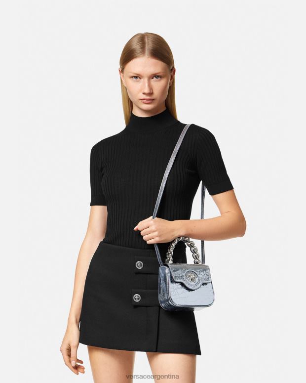 mujer Versace azul claro bolso mini metalizado la medusa bolsas 4F604302