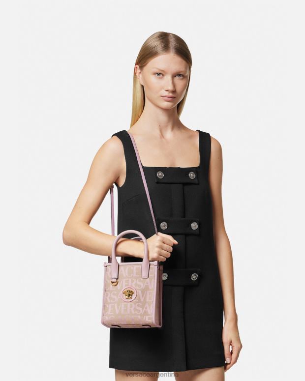 mujer Versace rosa y estampado bolso tote mini en toda su extensión bolsas 4F604319