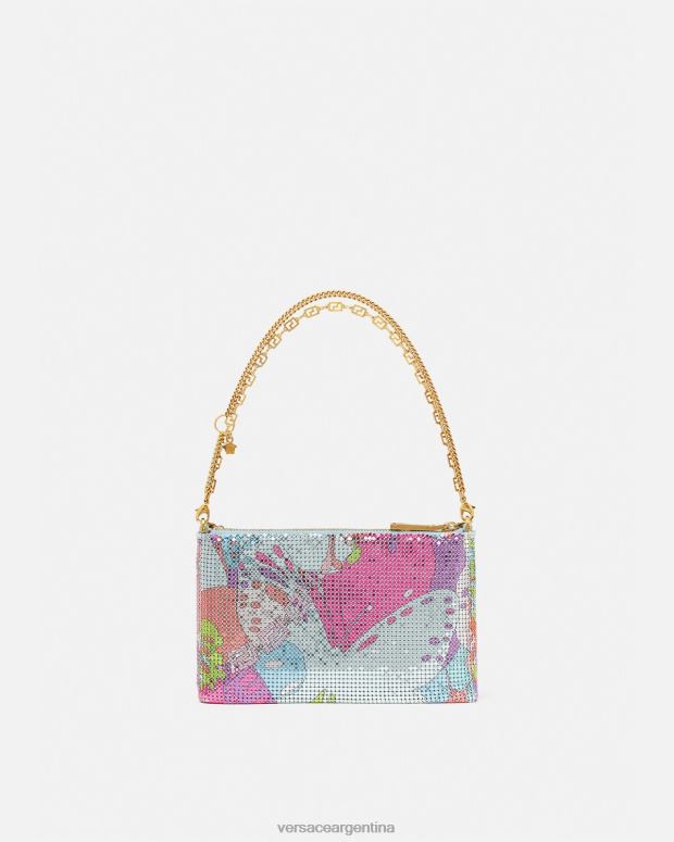 mujer Versace imprimir bolso de mano floral de malla metálica de verano bolsas 4F604380