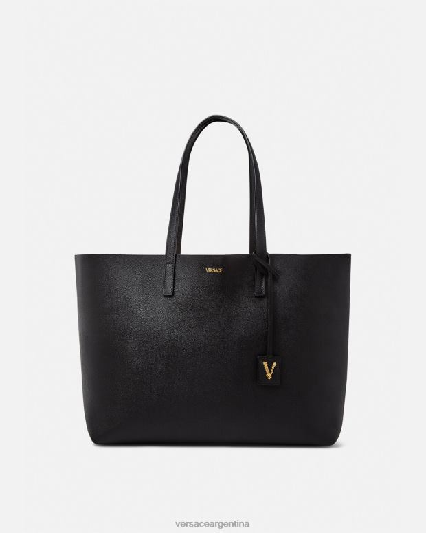 mujer Versace negro bolso de mano virtus bolsas 4F604379