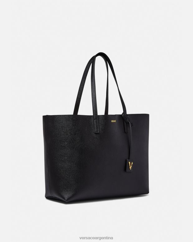 mujer Versace negro bolso de mano virtus bolsas 4F604379