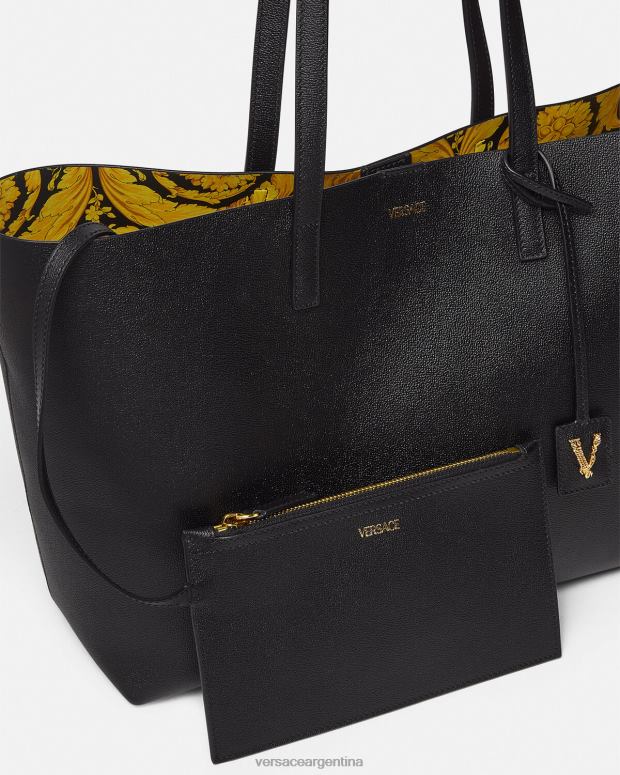 mujer Versace negro bolso de mano virtus bolsas 4F604379
