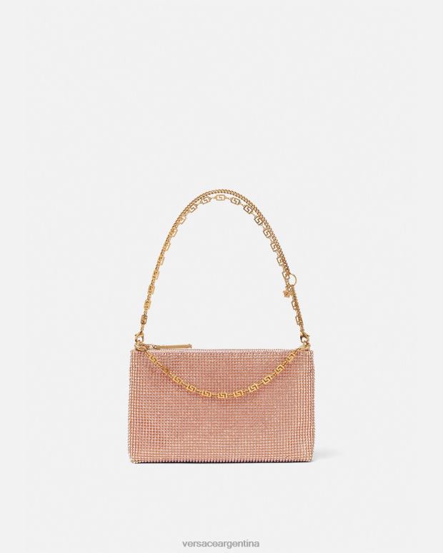 mujer Versace rosa bolso de mano de malla metálica con cristales bolsas 4F604381