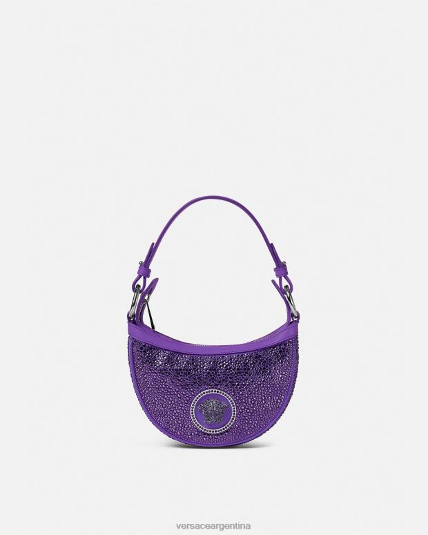 mujer Versace Violeta bolso hobo mini con repetición de cristales bolsas 4F604299