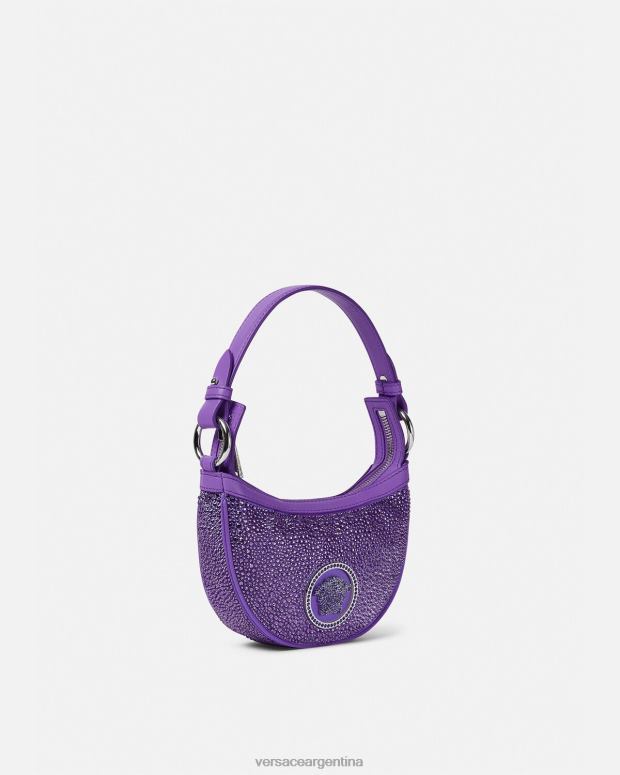 mujer Versace Violeta bolso hobo mini con repetición de cristales bolsas 4F604299