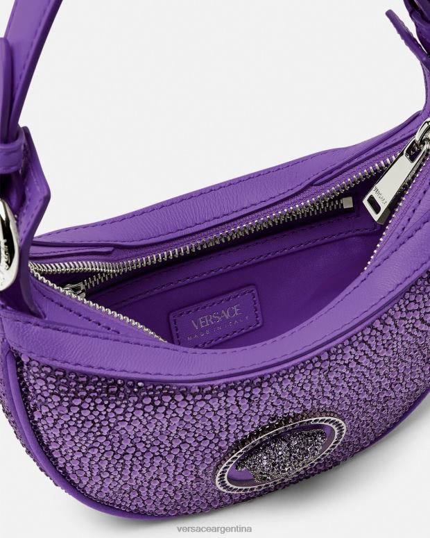mujer Versace Violeta bolso hobo mini con repetición de cristales bolsas 4F604299
