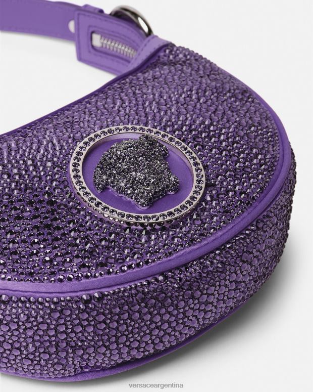 mujer Versace Violeta bolso hobo mini con repetición de cristales bolsas 4F604299