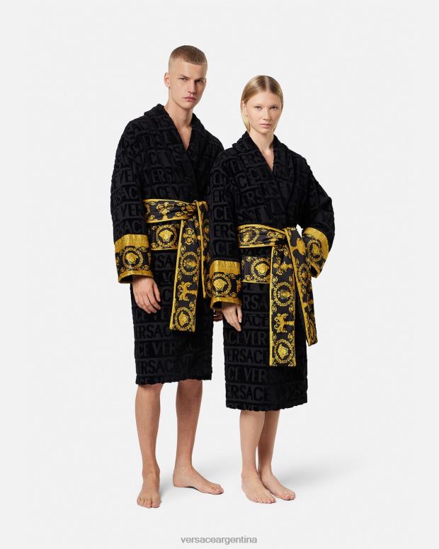 mujer Versace negro yo bata de baño barroca ropa interior y ropa de playa 4F6041084