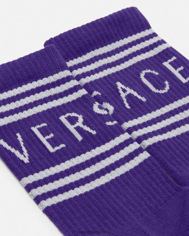 mujer Versace Violeta calcetines con logo vintage años 90 ropa interior y ropa de playa 4F6041108