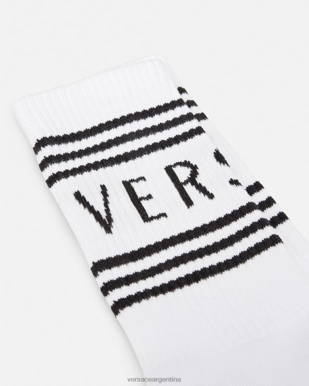 mujer Versace blanco calcetines con logo vintage ropa interior y ropa de playa 4F6041100