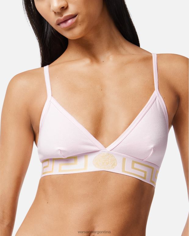 mujer Versace Rosa claro bralette con borde de greca ropa interior y ropa de playa 4F6041044