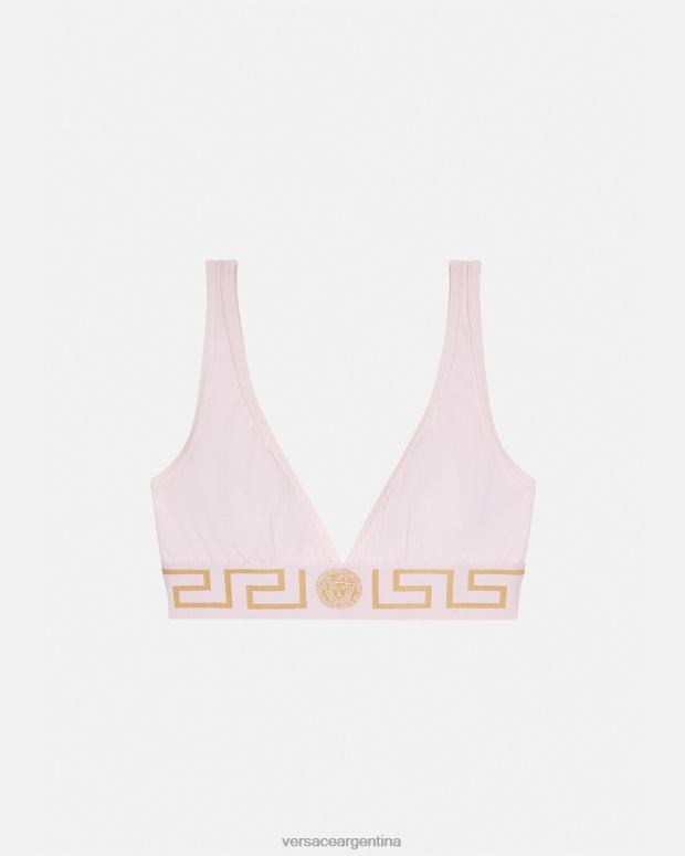 mujer Versace Rosa claro bralette con borde de greca ropa interior y ropa de playa 4F6041047