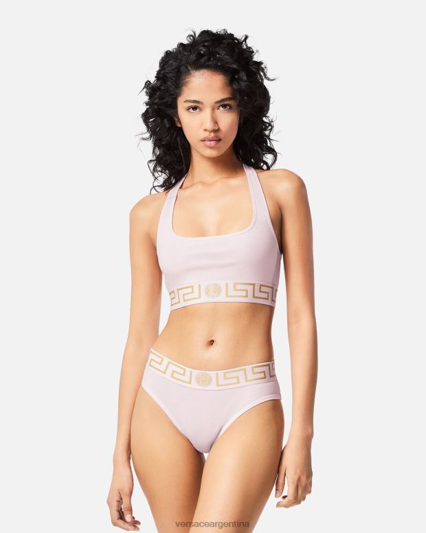 mujer Versace Rosa claro sujetador deportivo con borde de greca ropa interior y ropa de playa 4F6041039