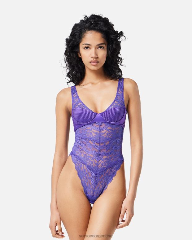 mujer Versace Violeta mono de encaje ropa interior y ropa de playa 4F6041078