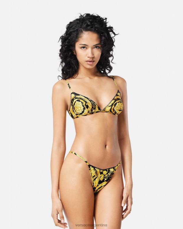 mujer Versace imprimir tanga de seda con estampado barroco ropa interior y ropa de playa 4F6041071