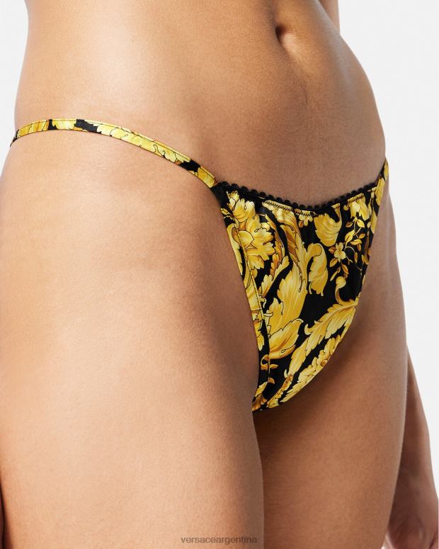 mujer Versace imprimir tanga de seda con estampado barroco ropa interior y ropa de playa 4F6041071