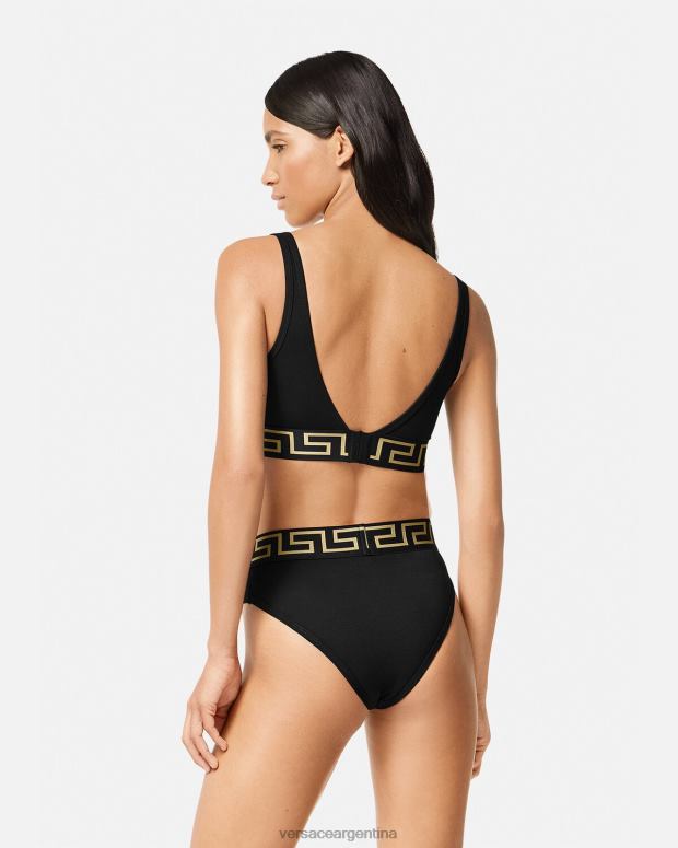 mujer Versace negro bralette con borde de greca ropa interior y ropa de playa 4F6041043