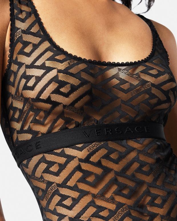 mujer Versace negro cuerpo de greca ropa interior y ropa de playa 4F6041075