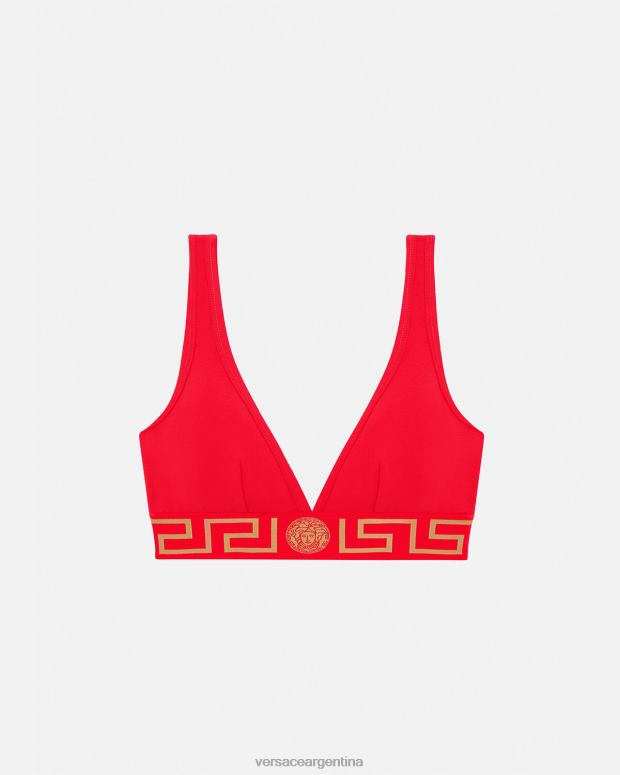 mujer Versace rojo bralette con borde de greca ropa interior y ropa de playa 4F6041041