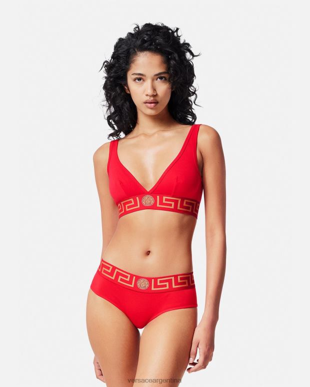 mujer Versace rojo bralette con borde de greca ropa interior y ropa de playa 4F6041041