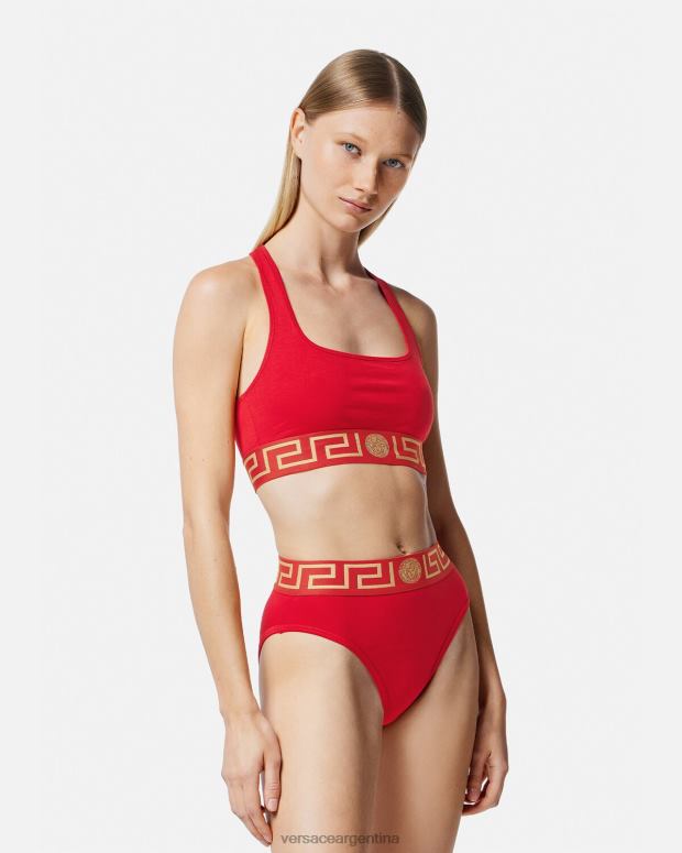 mujer Versace rojo calzoncillos de pernera alta con borde de Greca ropa interior y ropa de playa 4F6041054