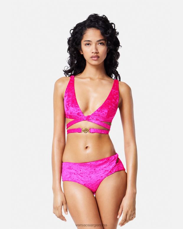 mujer Versace fucsia braguitas de bikini de terciopelo enrolladas ropa interior y ropa de playa 4F6041174
