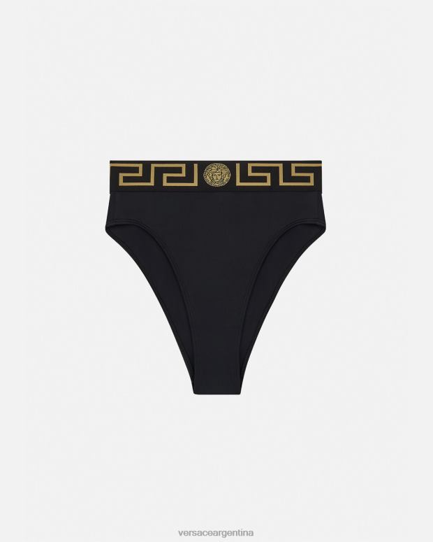 mujer Versace negro braguitas de bikini de talle alto con borde con Greca ropa interior y ropa de playa 4F6041153