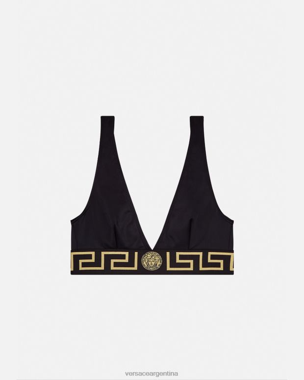 mujer Versace negro top de bikini con borde de greca ropa interior y ropa de playa 4F6041152