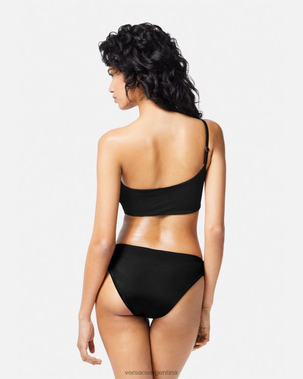 mujer Versace negro traje de baño con abertura y greca ropa interior y ropa de playa 4F6041181