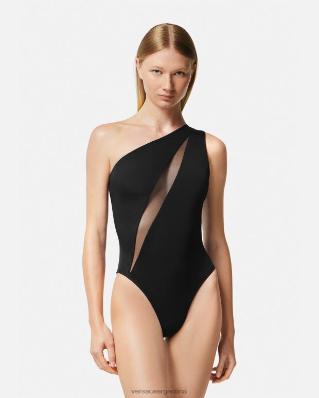 mujer Versace negro traje de baño de una pieza con cortes ropa interior y ropa de playa 4F6041184