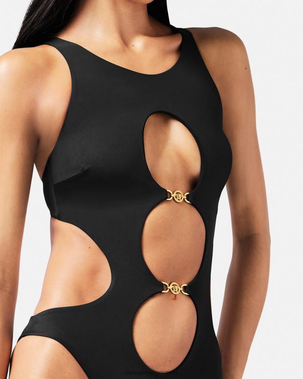 mujer Versace negro traje de baño de una pieza con medusa '95 ropa interior y ropa de playa 4F6041148