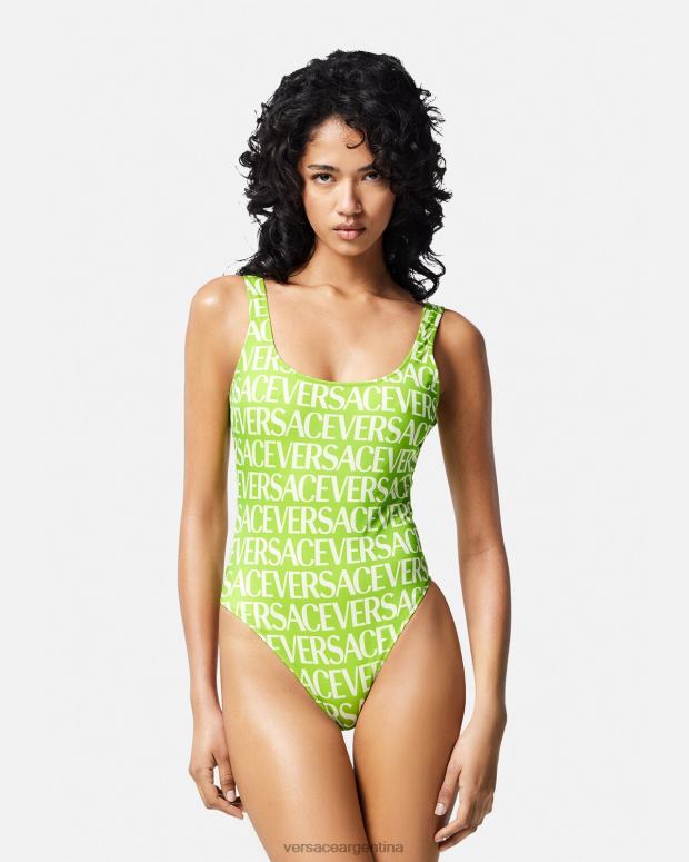 mujer Versace verde y estampado traje de baño de una pieza con logo ropa interior y ropa de playa 4F6041171