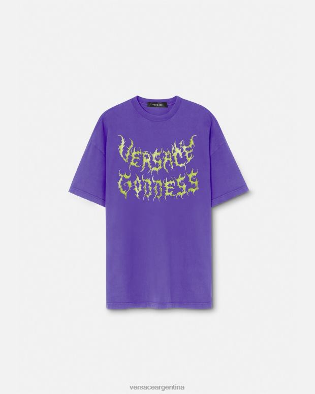 mujer Versace Violeta camiseta extragrande de diosa ropa 4F604151