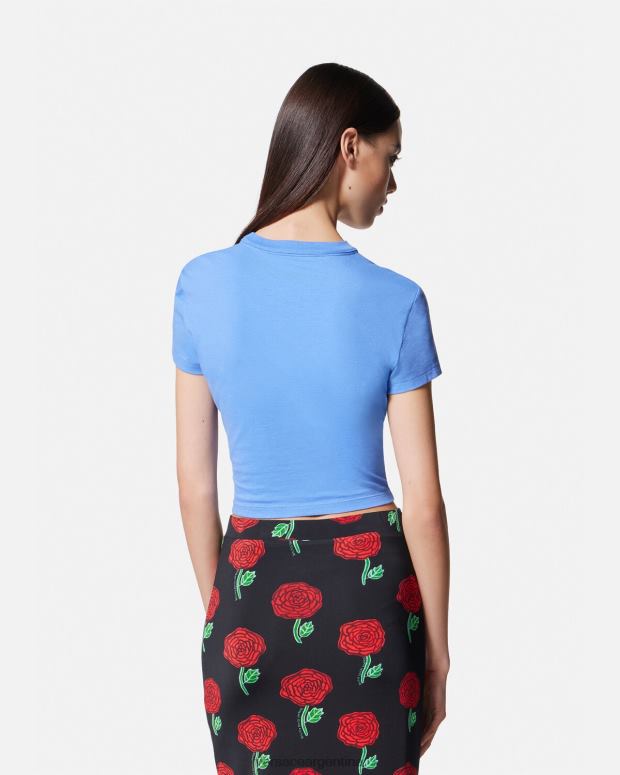 mujer Versace azul claro camiseta corta con número de pieza ropa 4F6042228