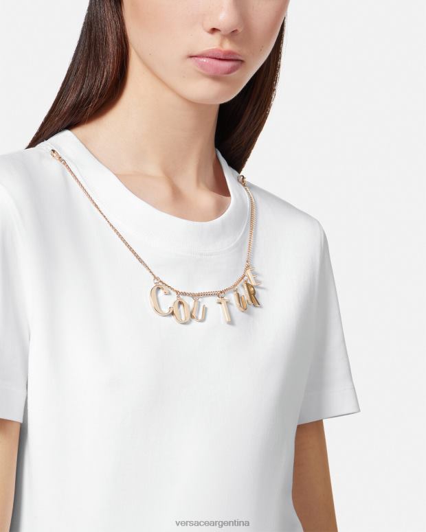 mujer Versace blanco camiseta con dijes ropa 4F6042220