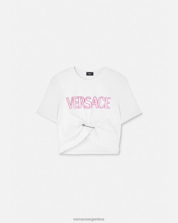 mujer Versace blanco camiseta con logo de imperdible ropa 4F604138