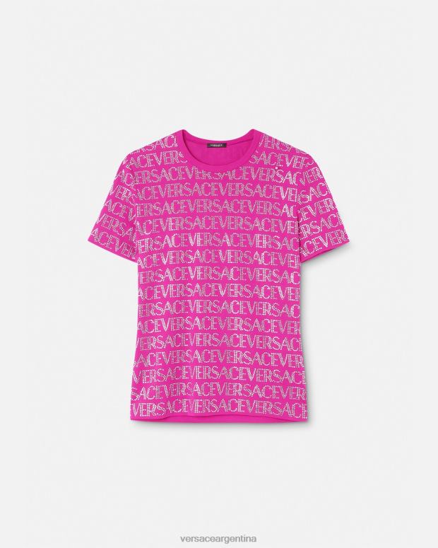 mujer Versace fucsia camiseta con cristales ropa 4F604146